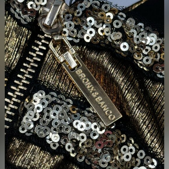 🆕 BRONX & BANCO 🧿 NWOT Star Metallic Maxi Dress w Dramatic Slits - Sz S US 4 - Picture 14 of 16